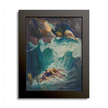 The Raft of Odysseus by N. C. Wyeth, 1929, Odyssey illustration as an 8 x 10 in framed print in a black wood frame