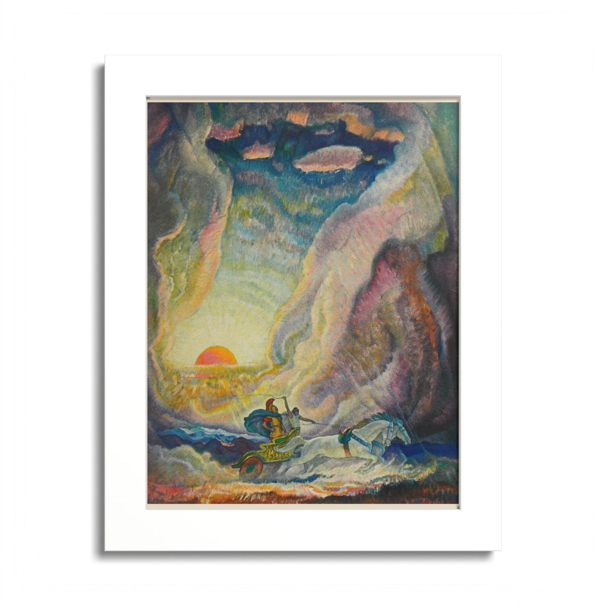 Telemachus in the Chariot of Nestor by N. C. Wyeth, 1929, Odyssey illustration as an 8 x 10 in framed print in a white wood frame