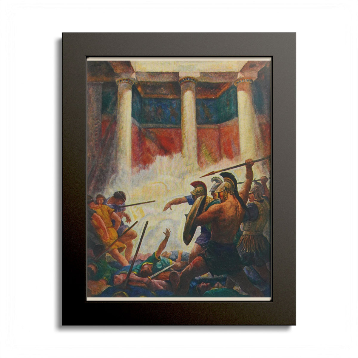The Slaughter of the Suitors by N. C. Wyeth, 1929, Odyssey illustration as an 8 x 10 in framed print in a black wood frame