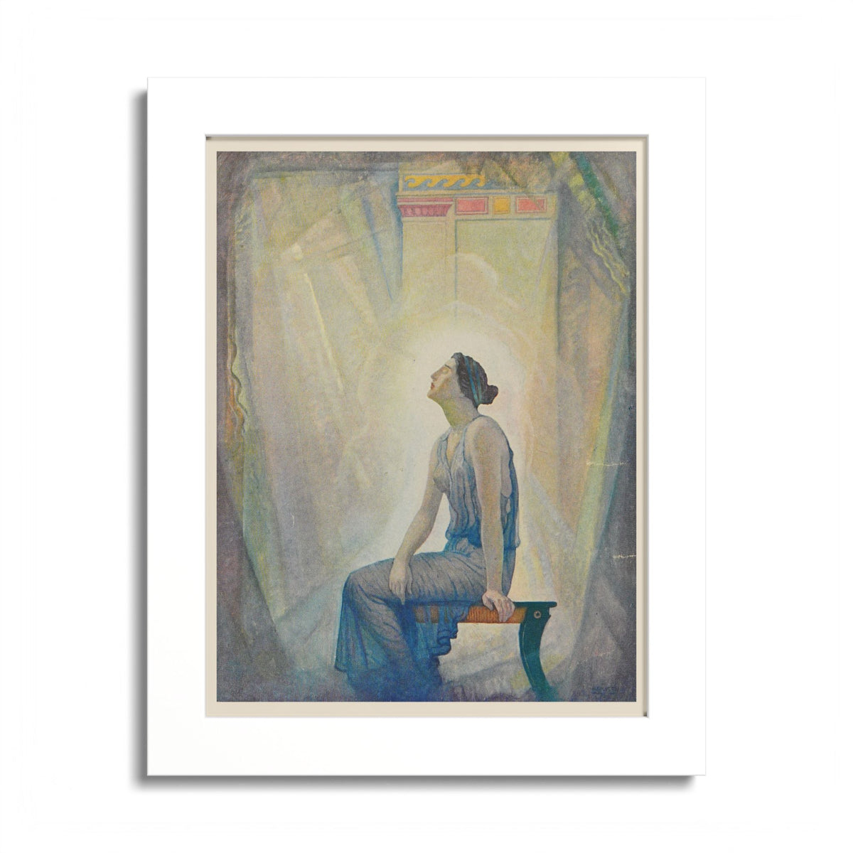 The Mourning Penelope by N. C. Wyeth, 1929, Odyssey illustration as an 8 x 10 in framed print in a white wood frame