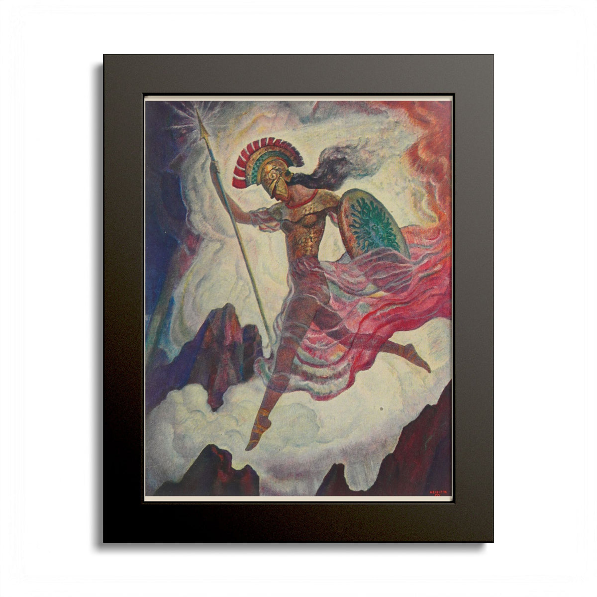 Athene by N. C. Wyeth, 1929, Odyssey illustration as an 8 x 10 in framed print in a black wood frame