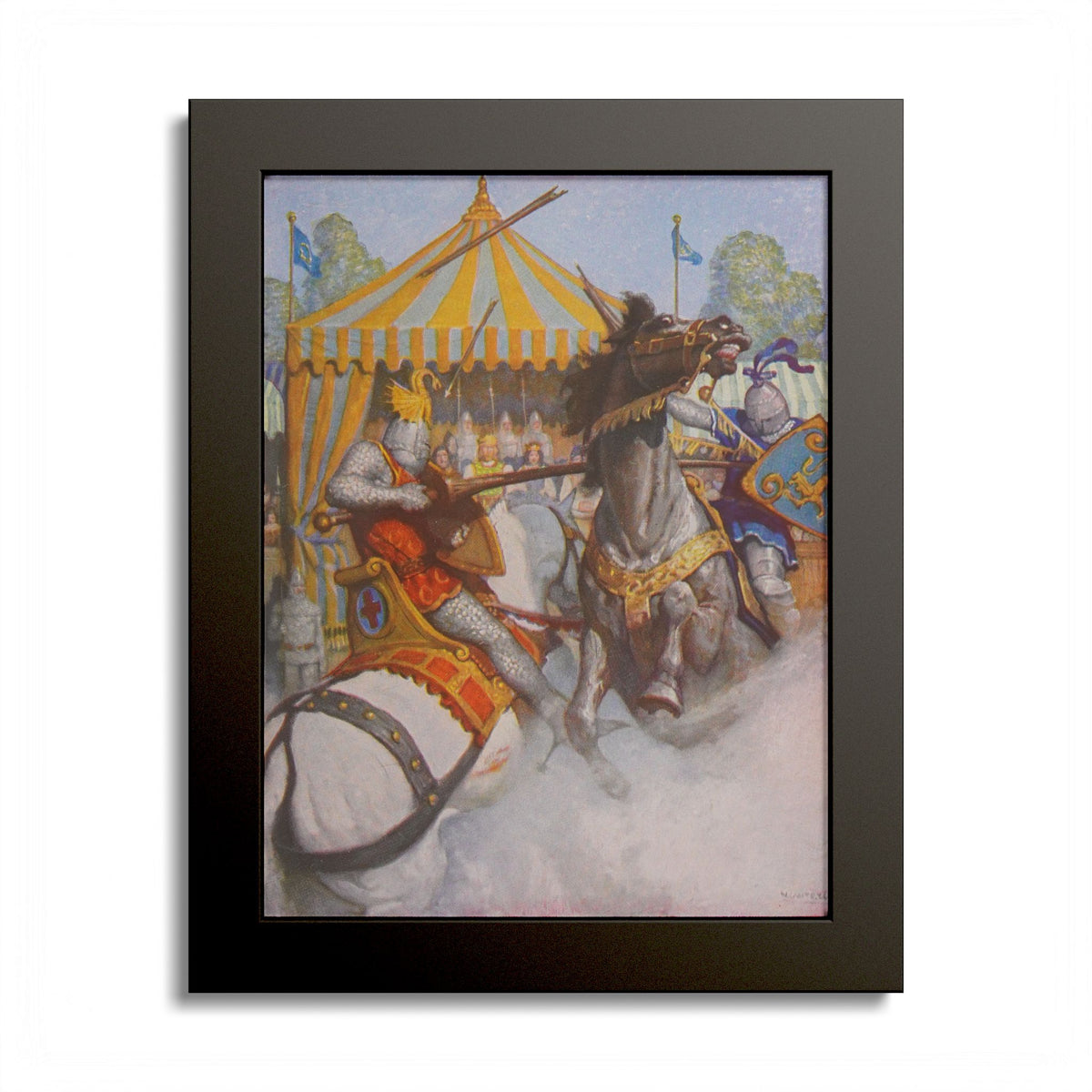 Sir Mador’s Spear Broke by N. C. Wyeth, 1917, King Arthur illustration as an 8 x 10 in framed print in a black wood frame