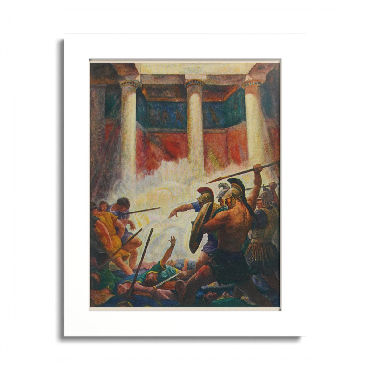 The Slaughter of the Suitors by N. C. Wyeth, 1929, Odyssey illustration as an 8 x 10 in framed print in a white wood frame