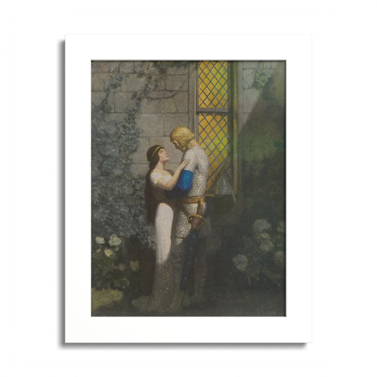 Isolde at the Departure by N. C. Wyeth, 1917, King Arthur illustration as an 8 x 10 in framed print in a white wood frame