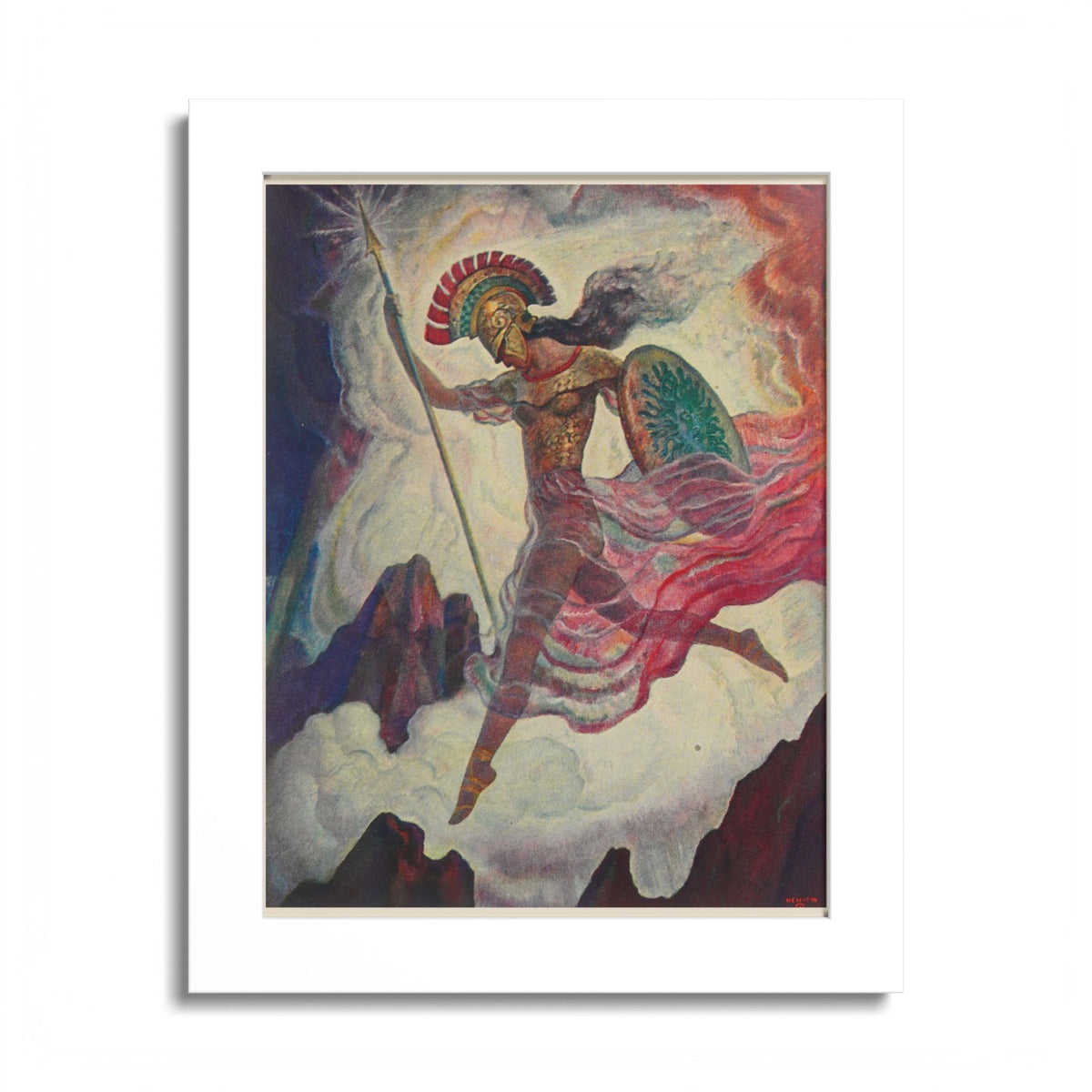 Athene by N. C. Wyeth, 1929, Odyssey illustration as an 8 x 10 in framed print in a white wood frame