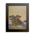 Unto Joyous Gard by N. C. Wyeth, 1917, King Arthur illustration as an 8 x 10 in framed print in a black wood frame
