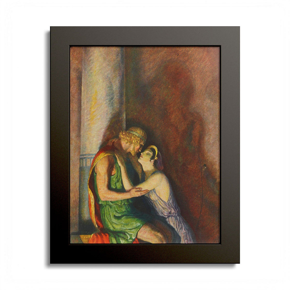 Odysseus and Penelope Reunited by N. C. Wyeth, 1929, Odyssey illustration as an 8 x 10 in framed print in a black wood frame