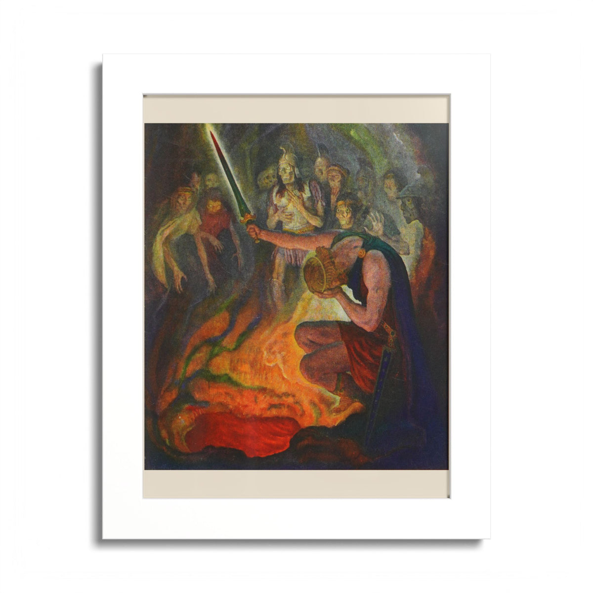 Odysseus in the Land of the Dead by N. C. Wyeth, 1929, Odyssey illustration as an 8 x 10 in framed print in a white wood frame