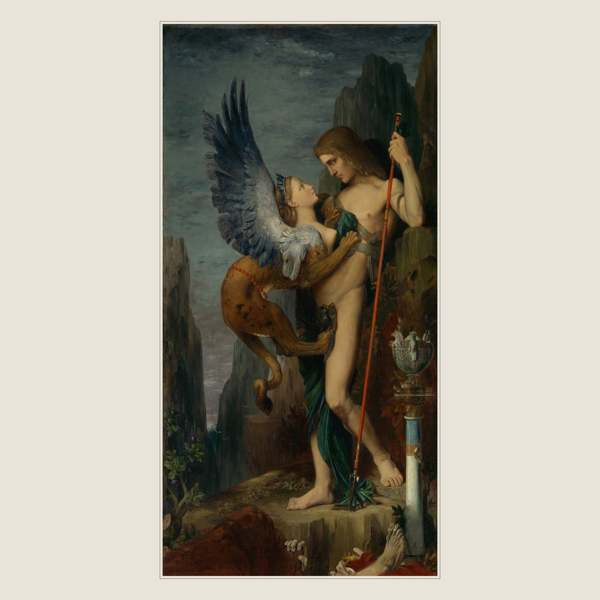 Gustave Moreau, Oedipus and the Sphinx (1864), the painting printed on The Riddle tee, shown flat